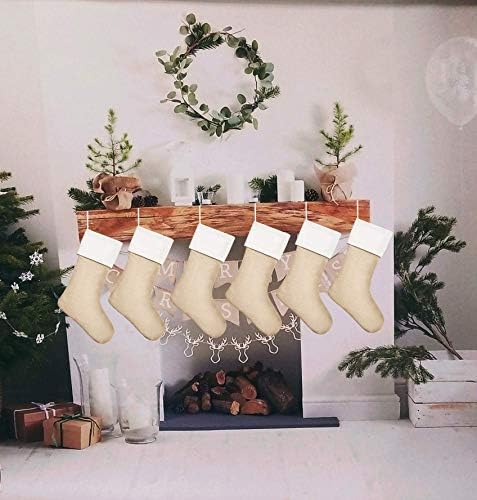 Коледни Чорапи Kunyida 18от Зебло, Обемни Обикновена Коледни Неутрални Чорапи за окачване на камината, опаковка 12