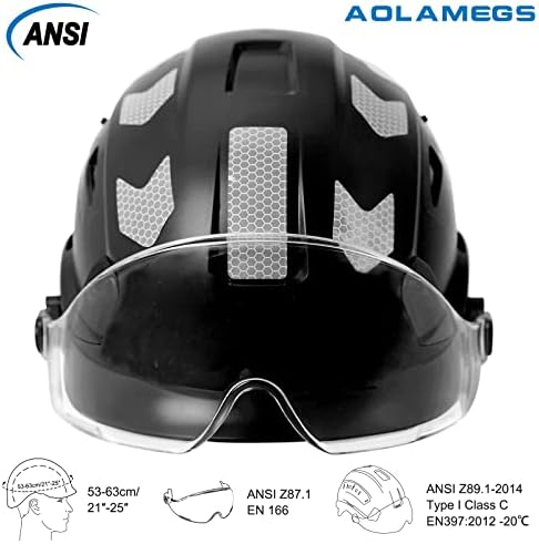AOLAMEGS Строителна Защитно вафен - Одобрени от ANSI Z89.1 Предпазни каски с козирка и слушалки, Леки Отразяващи шлемове