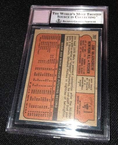 Джим Макэндрю подписа 1972 Topps 781 Ню Йорк Метс Beckett Auto 10 Клас - Бейзболни картички с автограф