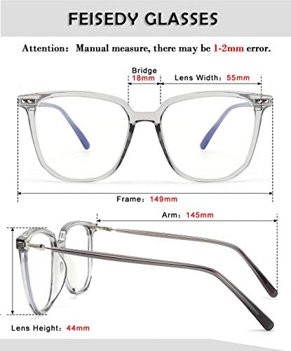 FEISEDY Синя Светлина Блокер Очила Мъжки TR90 Лека Квадратна Дограма за Компютърни Очила за Жени B2609