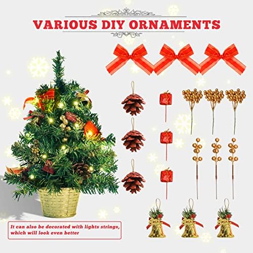 HUANGXIN 20 Настолна Коледно Дърво Мини-Набор от Изкуствени Коледни Елхи с Извънбордов Орнаменти Направи си сам, Украсени