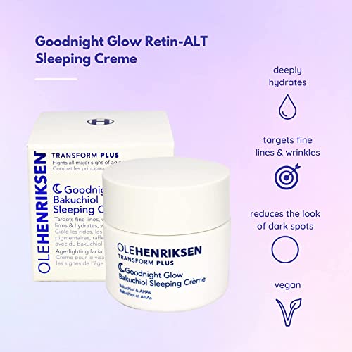 Olehenriksen Goodnight Glow Retin-Алтернативен Крем за сън с ретинол, Хидратиращ Нощен крем за лице против Стареене, намалява