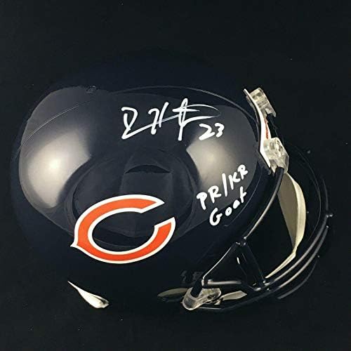 Пълен размер Уважаван каска Devin Hester Chicago Bears с автограф на бял Pr /KR Коза JSA COA - Каски NFL С автограф