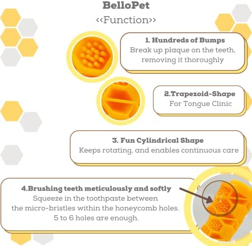 BelloPet Honeycomb 3 минути Отделна четка за зъби за малки кучета, очищаемая във вряща вода от силиций (без