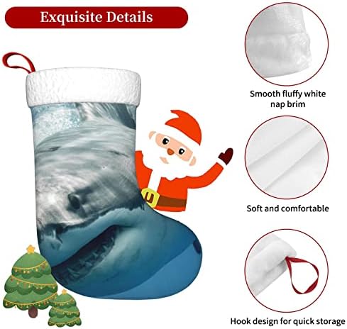 Waymay Shark Коледа На Отглеждане 18 Инча Коледен Окачен Чорап Класически Празнични Украси Чорапи