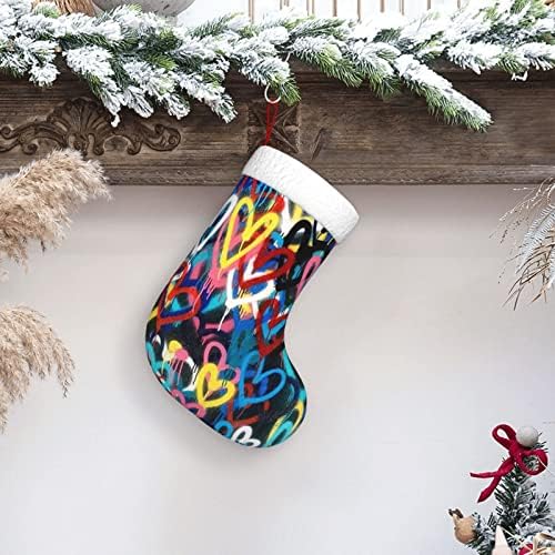 Waymay Цветни Сърца Изкуство Коледа На Отглеждане 18 Инча(А) А) Коледен Окачен Чорап Класически Празнични Украси Чорапи