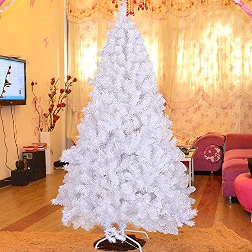Haieshop Коледно Дърво, Изкуствено Украса за Коледната елха Бяла Изкуствена Коледна Елха Метална Поставка за Коледно