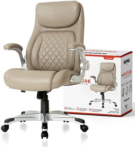 Ергономичен офис стол от изкуствена кожа Nouhaus + Position. Лумбална опора Click5 с регулируеми подлакътници. Модерно