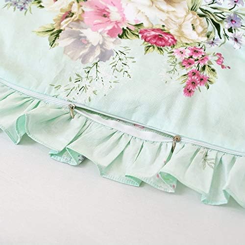 Комплекти пододеяльников за пуховых одеяла Usning, спално бельо Queen Green с флорални принтом, 3 предмет,