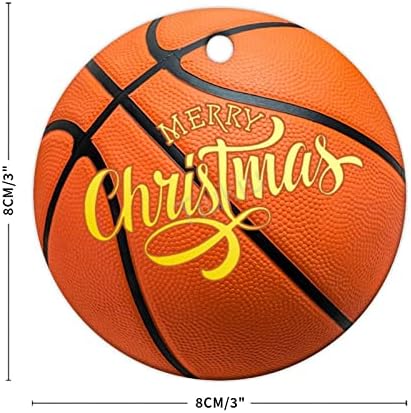 3-Инчов Весели Коледни Баскетболни Украса с Цитати, Кръгли Коледна Украса за Деца, Момчета и Момичета, Висящи Украшения