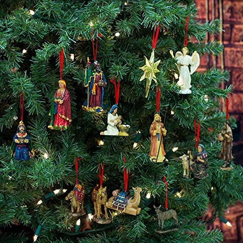 Комплект от 13 Коледна украса в Сбирка кутия от Черешово дърво със Сатенена подплата
