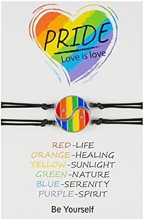AMOR SPES ЛГБТ Гей Гордост от 2 Опаковки Гривни с Пожелания за Ръчно изработени Love Is Love Card Гривна Love Forever