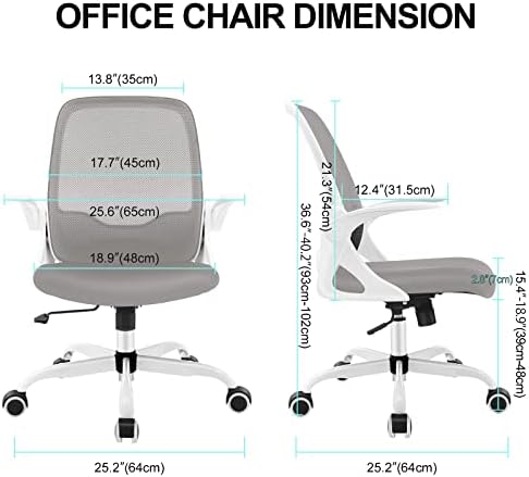 Офис стол KERDOM, Ергономичен Работно Стол, Компютърна стол с дишаща мрежа, Удобно Въртящо се Работно стол с