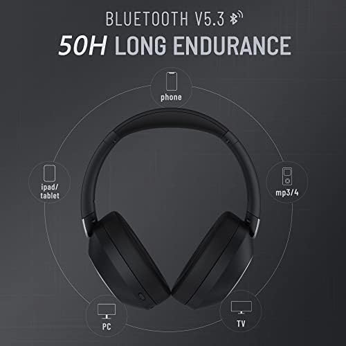 Безжични слушалки LORELEI B-C6, време на възпроизвеждане 50 часа, Сгъваеми Леки Bluetooth слушалки, Дълбоки