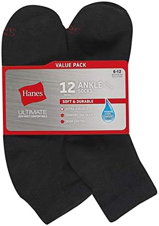 Подсилени чорапи за глезените Hanes Men ' s FreshIQ Cool Comfort, 12 чифта в опаковка