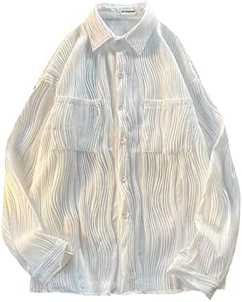 2023 Нова Мъжки Пролетно-Есенна Мода Ежедневни Риза с дълги ръкави Вълна бръчки, Топ, Блуза, Мъжки Обикновена Тениска