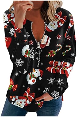 Хумористичен И Грозно Коледен Пуловер за Жени с V Образно деколте и Дълъг Ръкав, Модерни Ежедневни Топли Секси Блуза