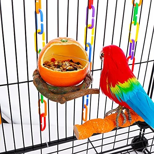 А за птици под Формата на Плодове, със Скоба-Държач Клетка-Купа за храна за домашни любимци Вода и Кутия за храна за Папагали Украса Клетки (Оранжева форма)