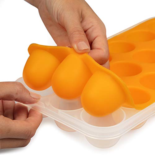 Силиконов тава за съхранение на бебешка храна (2 опаковки) - Силиконов тава за замразяване на порции за 1 унция - Нетоксичен, не съдържа BPA и PVC