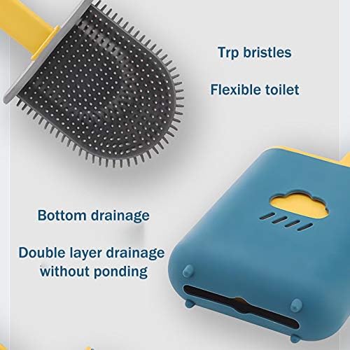 Комплект силиконови четки и притежателите за тоалетна - Гъвкава глава на четка за тоалетна с гумена четка