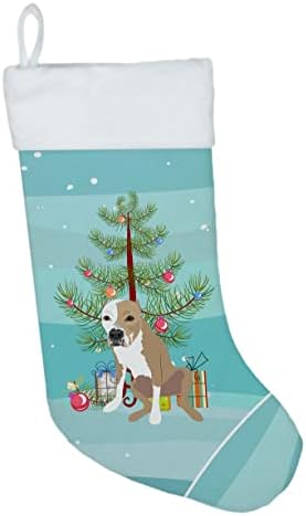 Съкровищата на Каролина WDK3114CS Питбул Светлобежов 4 Коледни Чорапи, чорапи за висящи пред камината, Коледен Сезон декорация