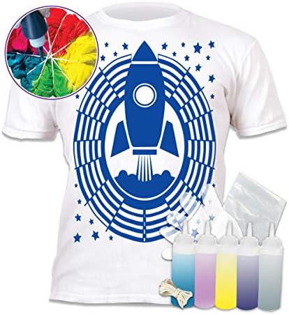 Комплект тениски Знак Planet Space с боя за вратовръзка със собствените си ръце. Пет цвята бои за тъкани, Ръкавици, Престилки,