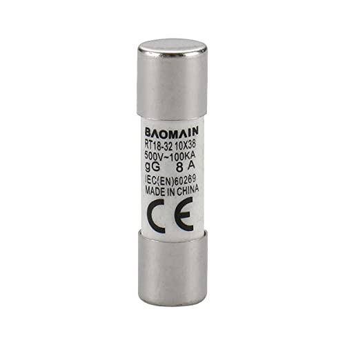 Керамични предпазители бързи действия Baomain R015 RT19 RT14 RT18 gG 10x38mm 500V 8A в опаковка от 20 броя