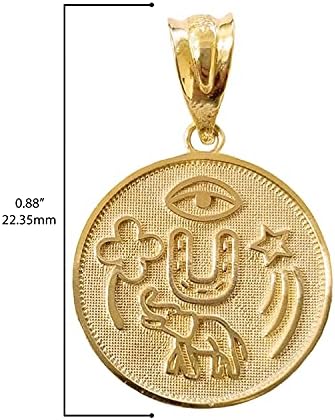 Медальон-Талисман от Жълто, Бяло или Розово Злато 14 Карата, Кръгла Монета, Медал за Час - Избор на метал