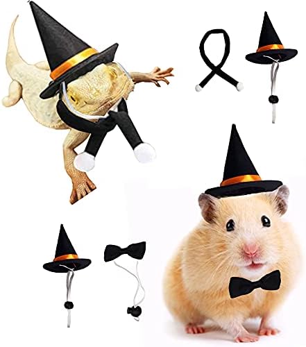 Anelekor 4 БР., костюм малък домашен Любимец на Хелоуин, Шапка на Магьосник Морски Свинчета с Шал и папийонка,