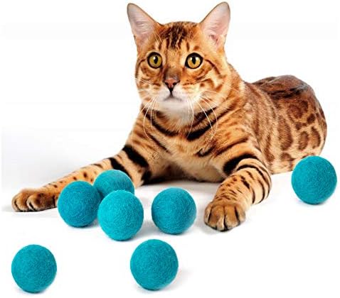 Играчки от вълна топки MEOWFIA - 6 броя безопасни играчки топки за котки и малки кучета - 2-Инчов, Пухкава вълнени играчки