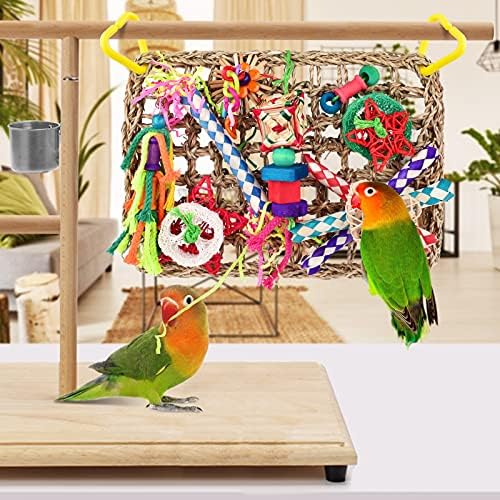 Играчки за птици KATUMO, Стенни играчка за Хранене на птици, Тъкани от Ядливи Водорасли Мат-Хамак за Катерене с Разноцветни