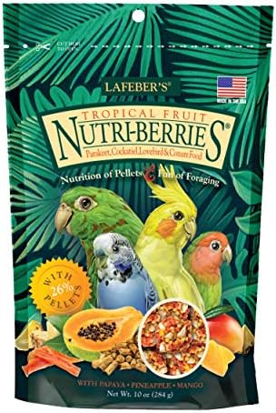 Фураж за домашни птици LAFEBER'S Tropical Fruit Nutri-Berries, Приготвена от съставки, които не съдържат ГМО и полезни за човека, за Какаду, Развъдник, попугайчиков (вълнообразни поп?