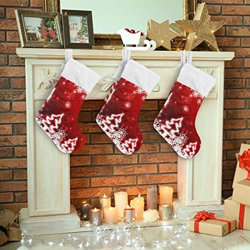 Коледни Чорапи ALAZA, Червена Коледна Елха, Класически Персонализирани Големи Чулочные Украса за Семейни Тържества, декорация