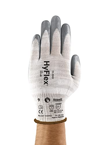Найлонови ръкавици Ansell HYFLEX 11-100, устойчиви на гумата, с нитриловым покритие, Съвместими с touch screen,