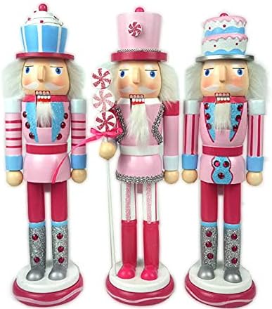 gelvs Розово Лешникотрошачката Набор от Бонбони Куклени Коледни Дървени Фигури на Празнична Украса за Декориране