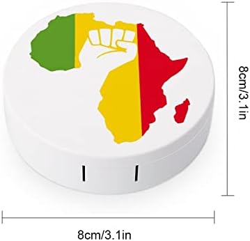 Карта на Африка Черен Силен Юмрук през Цялата Калъф За Съхранение на Комплекта Контактни Лещи с Огледално Принтом