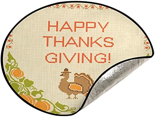 visesunny Happy Thanksgiving Подложка за Коледната Елха в Ретро стил с Пуйка и Тиква, Подложка за коледната Елха,