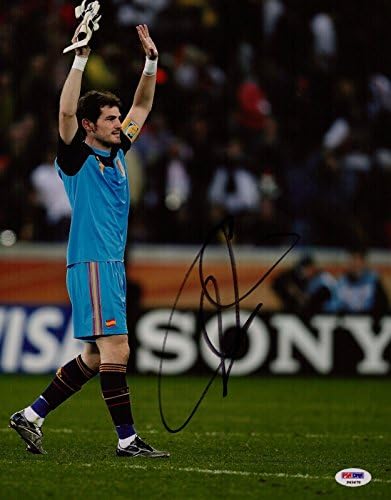 Икер Касияс е Подписал Снимка на световното Първенство по футбол Испания 2010 11x14 Psa Coa P45678 - Футболни снимки с автограф
