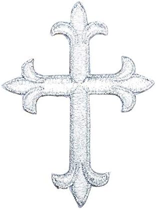Кръст 4 , Лилия, Религиозен, Бродирани, Нашивка с бод (светло розов)