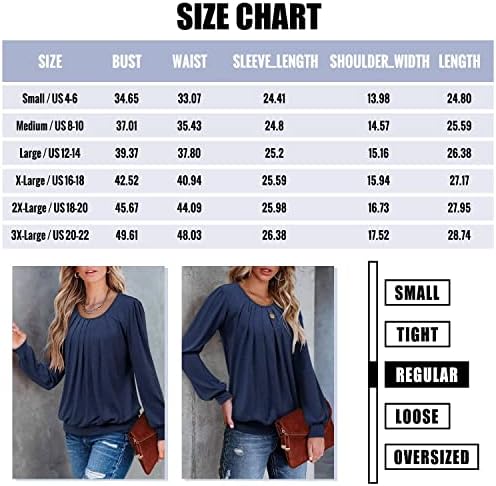 Дамски Блузи ZOLUCKY, Ежедневни Блузи-Ризи Размер на Плюс с Дълъг ръкав и Кръгло Деколте, Струящиеся Върхове, Скрывающие