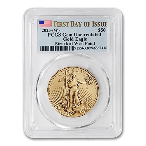 Монета в златни кюлчета Американски орел 2023 година, без знака на ментата (W), 1 унция, Скъпоценен камък, не циркулиращата