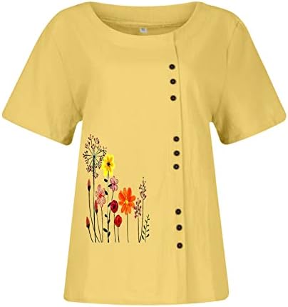 Дамски Памучен Бельо Риза с копчета и Дълъг ръкав, Блуза Свободно, Намаляване, Ежедневни Блузи с кръгло деколте, Лека