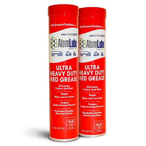 AtomLube Ultra-Heavy Duty Червена грес, 10 опаковки по 14 грама | Водоустойчива грес и висока температура масло за метални повърхности | Смазка за лагери за колела за аксесоари по