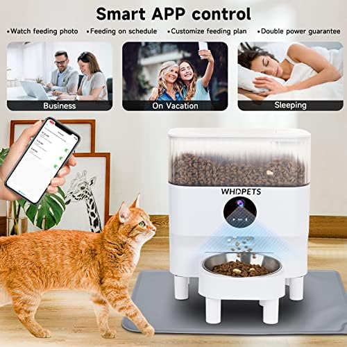 Автоматични Хранилки за котки с камера, WHDPETS 5L WiFi Smart Пет Устройство за суха храна, Автоматично Опаковка храна за