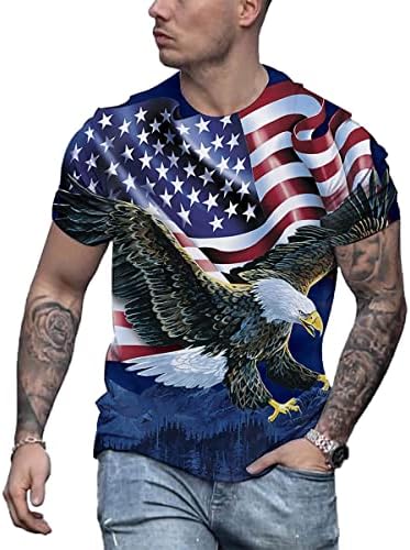 Мъжки t-shirt Премиум-клас с къс ръкав Патриотични американски дизайн с Орел и Флага
