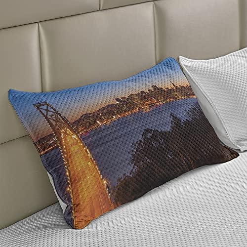Калъфка за възглавница от вязаного юрган Lunarable City, Принт Bay Bridge в San Francisco California USA