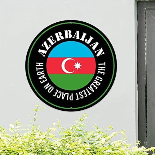 CowkissSign Флаг на Азербайджан Метален Стенен Декор Знак на най-великите Места, на Земята Азербайджан Метални Табели Знак