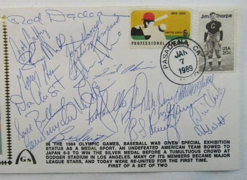 Олимпийски отбор на САЩ, 1984 Подписа Плик С Надпис Бари Ларкин Марк Mcgwire Уил Klar - MLB Изрязани Подпис