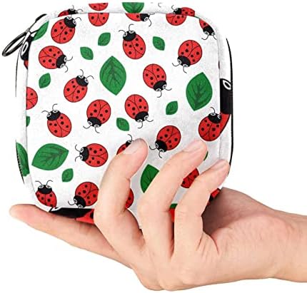 Чанта за съхранение на Хигиенни Кърпички, Червена Калинка с Шарени зелени Листа, Чанта за Менструална Чаши, Преносими