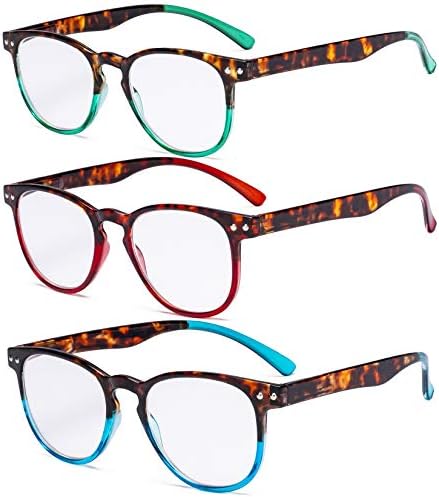 Дизайнерски очила за четене Eyekepper от 3 опаковки - Реколта Кръгли Очила за четене в големи размери и за жени